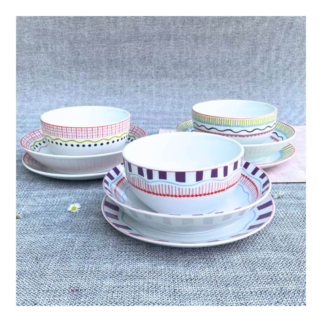 Lot de 6 grandes assiettes, RELAX SUNSET