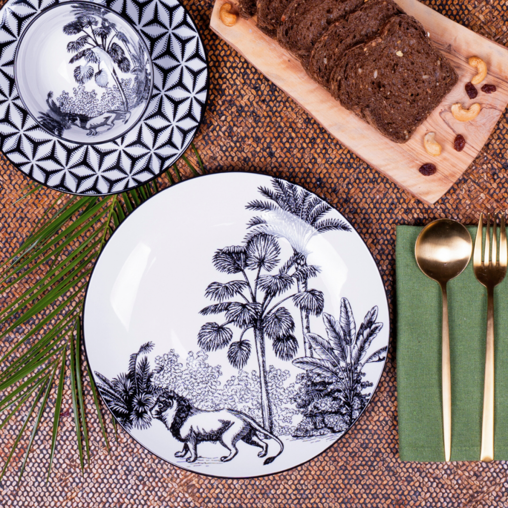 Lot de 6 grandes assiettes, SAVANA